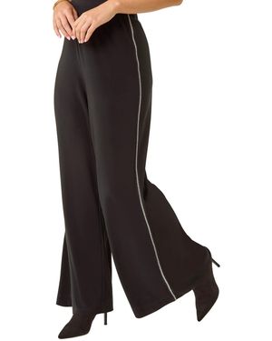 Roman Petite Side Trim Wide Leg Trouser - Black