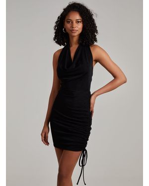 Pink Vanilla Cowl Neck Slinky Shimmer Mini Dress - Black