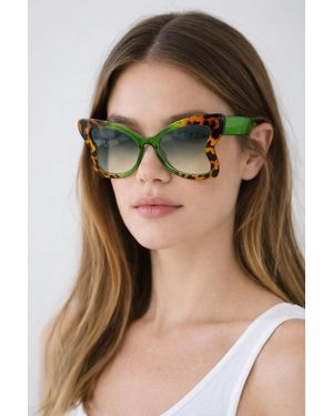 SVNX Oversized Butterfly Sunglasses - Green
