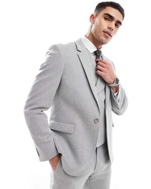 ASOS Double Breasted Skinny Suit Jacket With Wool - Grey