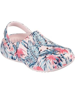 Skechers Archfitwave Floral Open Toe Slide Sandals - Blue