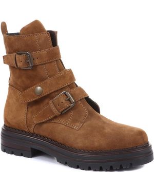 Jones Bootmaker Casimira Buckle Biker Boots - Brown