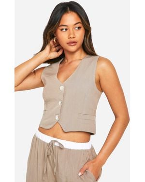 Boohoo Woven Textured Waistcoat - White