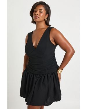 Boohoo Plus Plunge Corset Detail Mini Dress - Black
