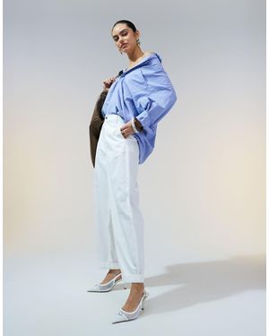 ASOS Tapered Trousers With Turn Up Detail - Blue