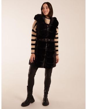 Blue Vanilla Faux Fur Detail Gilet - Natural
