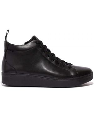 Fitflop Rally Leather High-Top Ladies Trainers - Black