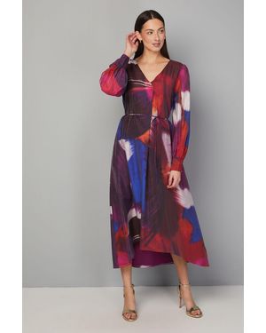 Wallis Abstract Trapeze Midi Dress - Red