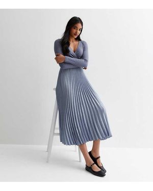 Gini London Pleated Midi Skirt - Blue