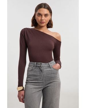 Karen Millen Viscose Blend Asymmetric Jumper - Purple