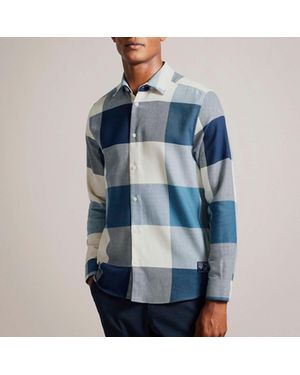 Ted Baker Neetly Schub Geruit Overhemd Met Lange Mouwen In Blauw