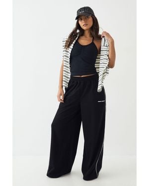 DSGN Studio Piping Detail Mid Rise Wide Leg Jogger - Blue
