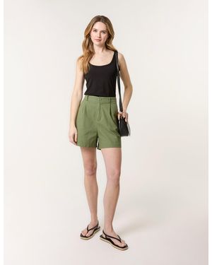 Blue Vanilla Shorts With Pleated Design - Green