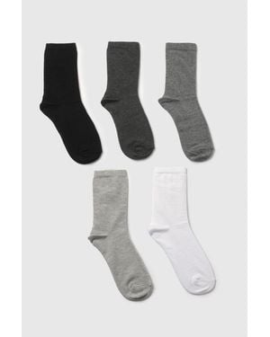Boohoo Monochrome Sports Socks 5 Pack - White