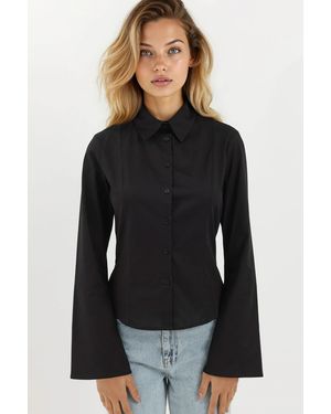 Hiccup Fitted Long Sleeve Shirt - Black