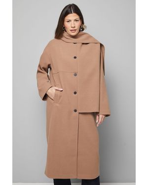Wallis Scarf Car Coat - Natural