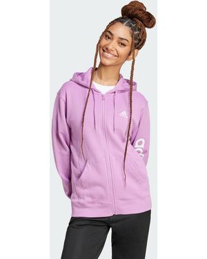 adidas Essentials Linear Full-Zip French Terry Hoodie - Pink