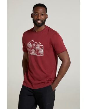 Mountain Warehouse 'Linear Mountain' Graphic T-Shirt Cotton Everyday Tee - Red