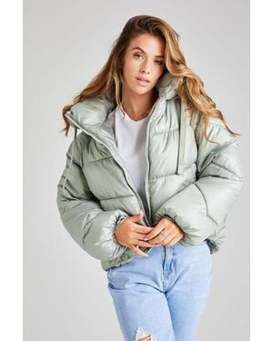 Urban Bliss Alps Crop Hooded Puffer Coat - Multicolour