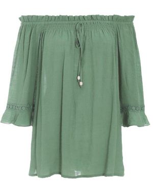 Quiz Khaki Textured Bardot Top - Green