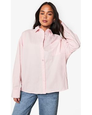 Boohoo Cotton Poplin Oversized Shirt - Pink