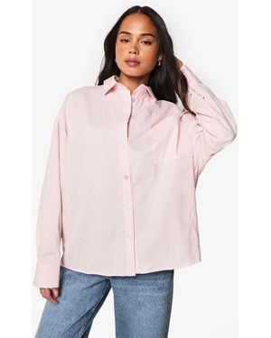 Boohoo Cotton Poplin Oversized Shirt - Pink