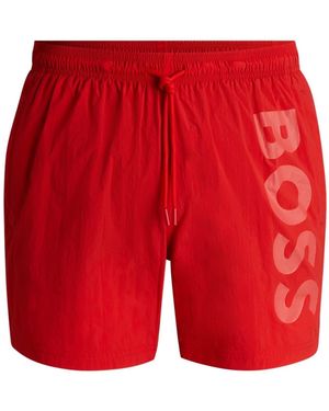 BOSS Octopus Swim Shorts, Comfortable Elasticated Waist - Red