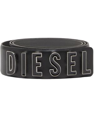 DIESEL B Letter Leather Belt - Black