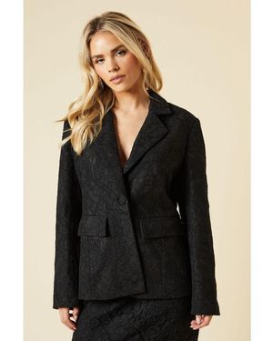 Dorothy Perkins Petite Lace Single Breasted Blazer - Black