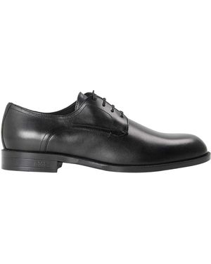 BOSS Leather Low Block Heel Derby Shoes - Black