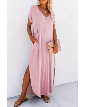 Azura Exchange Maxi Dress Side Slits Pockets - Pink
