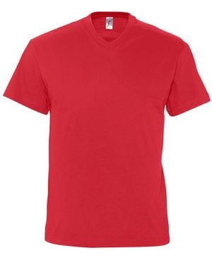 Sol's Victory V Neck Short Sleeve T-Shirt Cotton - Red