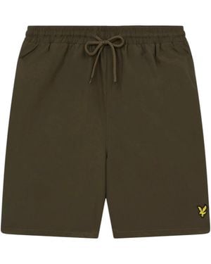 Lyle & Scott And Swim Shorts Rubberised Logo Casual Vintage Half Trousers - Green