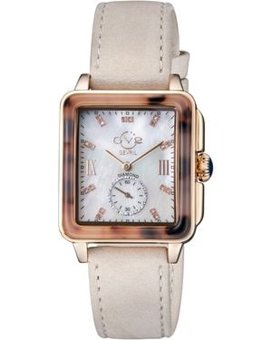 Gv2 Bari Tortoise Rg Case Mother Of Pearl Dial Suede Strap Watch - Natural