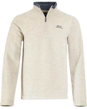Weird Fish Grid Embroidered Eco Fleece Quarter Zip - White