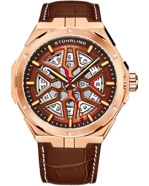 Stuhrling Gio Swiss Automatic 44Mm Skeleton - Pink