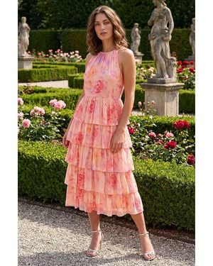 Roman Petite Tiered Halter Neck Dress - Green