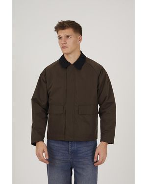Brave Soul Worker Jacket With Contrast Cord Collar - Grey