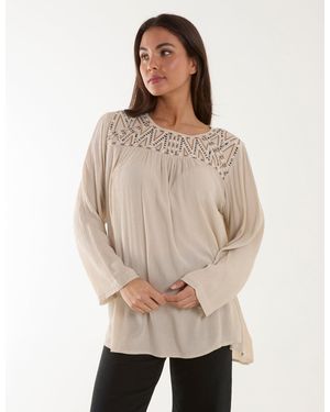 Blue Vanilla Embroidered Top - Natural