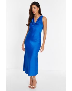 Quiz Satin Slip Midi Dress - Blue