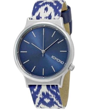 Komono Horloge Kwarts Zilver - Blauw