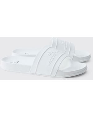 BoohooMAN Bm Autograph Sliders - White