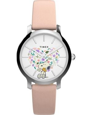 Timex Peanuts Transcend Watch Tw2W85100 Leather - Pink