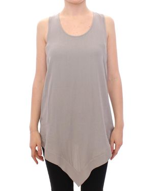 Comeforbreakfast Highlow Hemline Mouwloze Top - Grijs