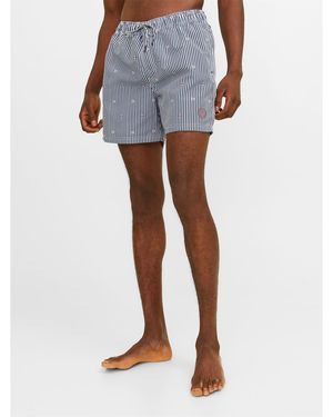 Jack & Jones And Fiji Stripe Swim Shorts - Blue