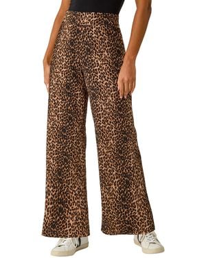 Roman Animal Print Stretch Trouser - Brown