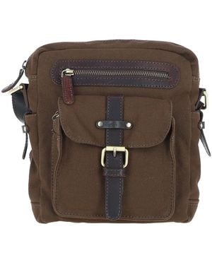 Fenland Sheepskin Exquisite Real Leather X Canvas Body Bag - Brown