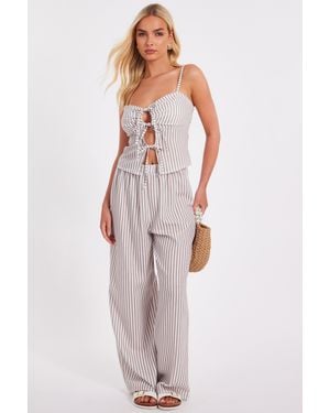 Quiz Striped Wide Leg Trousers - Multicolour