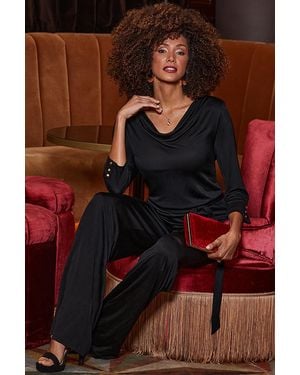 Sosandar Cowl Neck Wide Leg Jumpsuit - Red