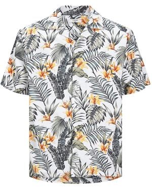 Jack & Jones Casual Short-Sleeved Shirt, Relaxed Fit, All-Over Print - White